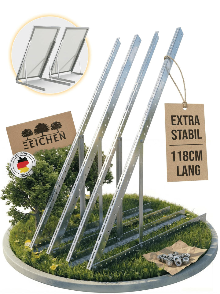 Drei Eichen - 4x Balkonkraftwerk Halterung.118cm stabiles 3mm Aluminiumprofil mit hochwertigen Edels