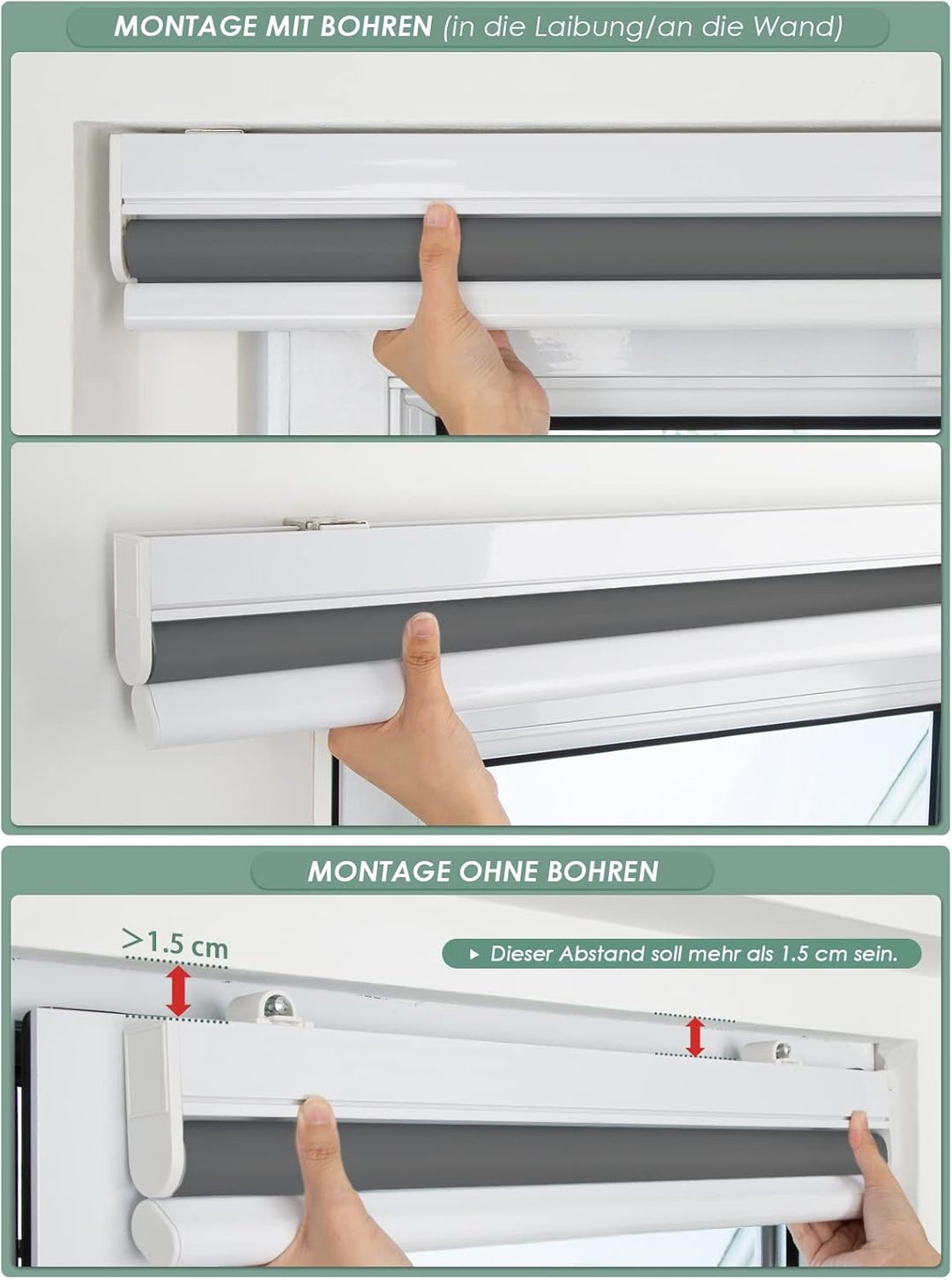 HOMEDEMO M100 Elektrische Rollos Verdunkelungsrollo mit Motor & Fernbedienung, Dunkelgrau 45x110cm(B