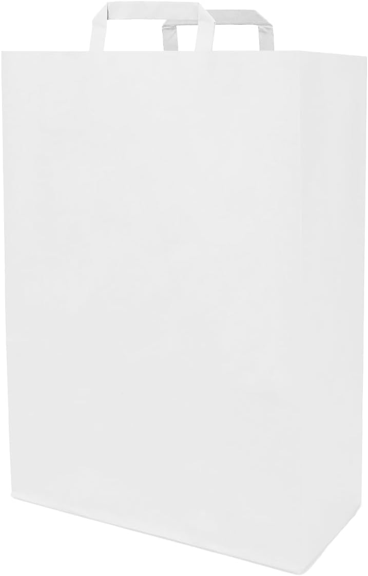 verpacking Papiertragetasche mit Flachhenkel 45 x 32 x 16 cm Weiss - Papiertüten Bio Papiertasche Kr