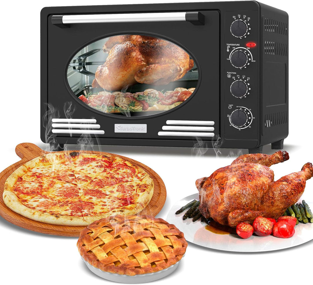 Turbotronic/Retro Minibackofen mit Umluft / 45l / schwarz, rot, blau, beige / 2000W, Mini Backofen,