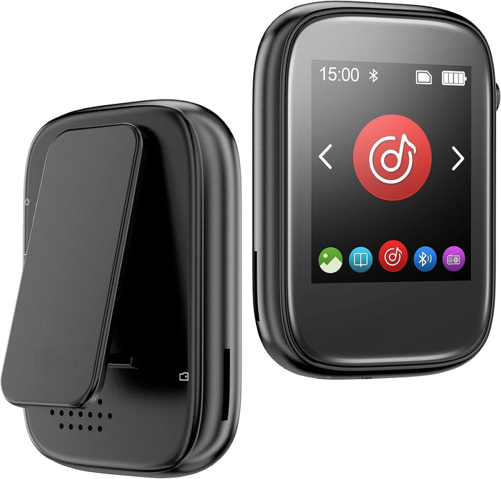 MP3 Player Bluetooth 5.3 mit Clip,Tragbarer Music Player mit Kopfhörer, Lautsprecher, FM-Radio,Sprac