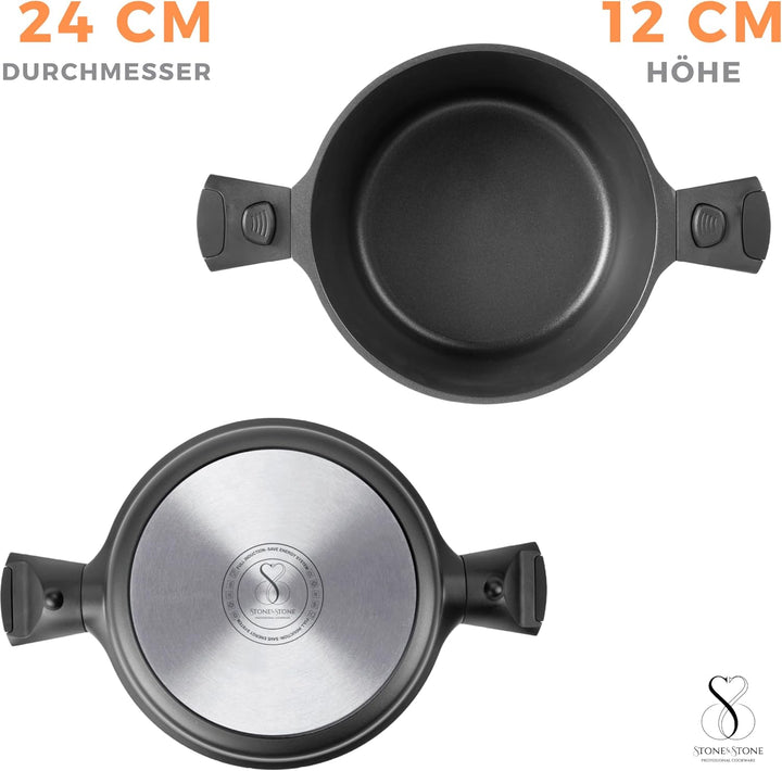 Kochtopf Induktion 24 cm, spülmaschinengeeignet, einfache reinigung, entwickelt mit deutscher techno