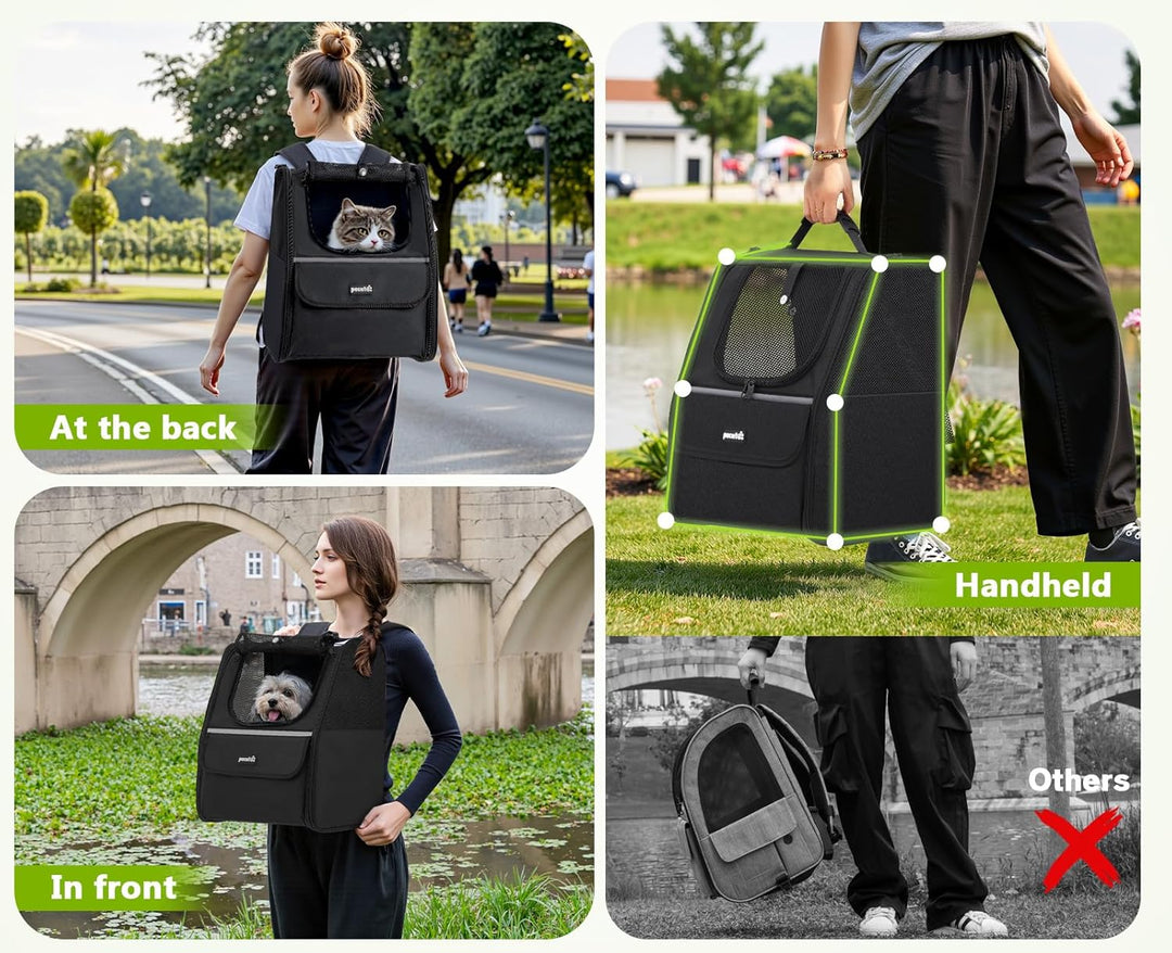pecute Katzenrucksack Haustier Rucksack mit Netzfenster, Tragbare und Faltbare Katzentasche, Atmungs
