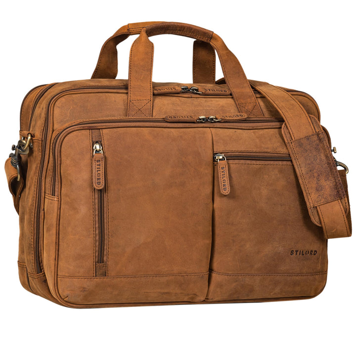 STILORD 'Arnold' Geräumige Laptoptasche Leder 17.3 Zoll bis 19 Zoll Vintage Aktentasche Lehrertasche