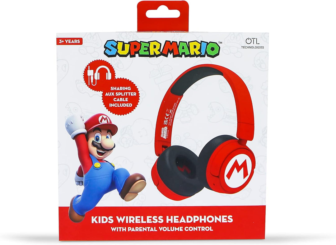 OTL Technologies SM1016 Super Mario Kabellose Kinder-Kopfhörer, Rot
