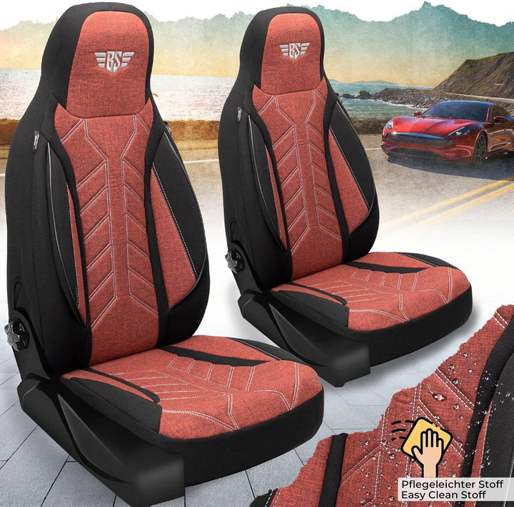 BREMER SITZBEZÜGE Mass Sitzbezüge Schonbezüge für Skoda Scala PLKT202 PLKT202 - Schwarz/Rot Scala, P