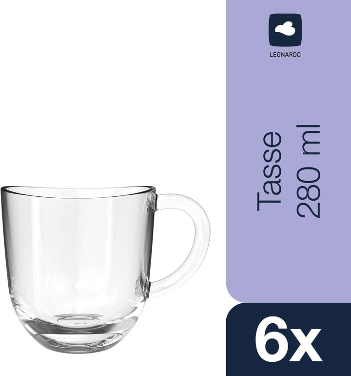 Leonardo Napoli Kaffee-Tassen 6er Set, spülmaschinengeeignete Kaffee-Becher, kleine Glas-Tasse mit H