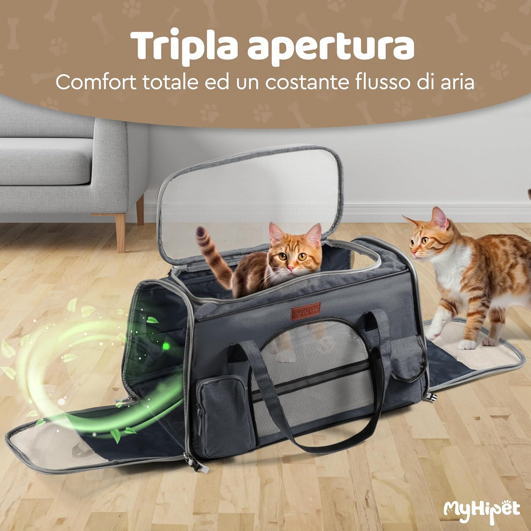 Transportbox für Katzen und Hunde, gross, aus 300D Oxford-Gewebe, ideal auch für Flugreisen – Grösse