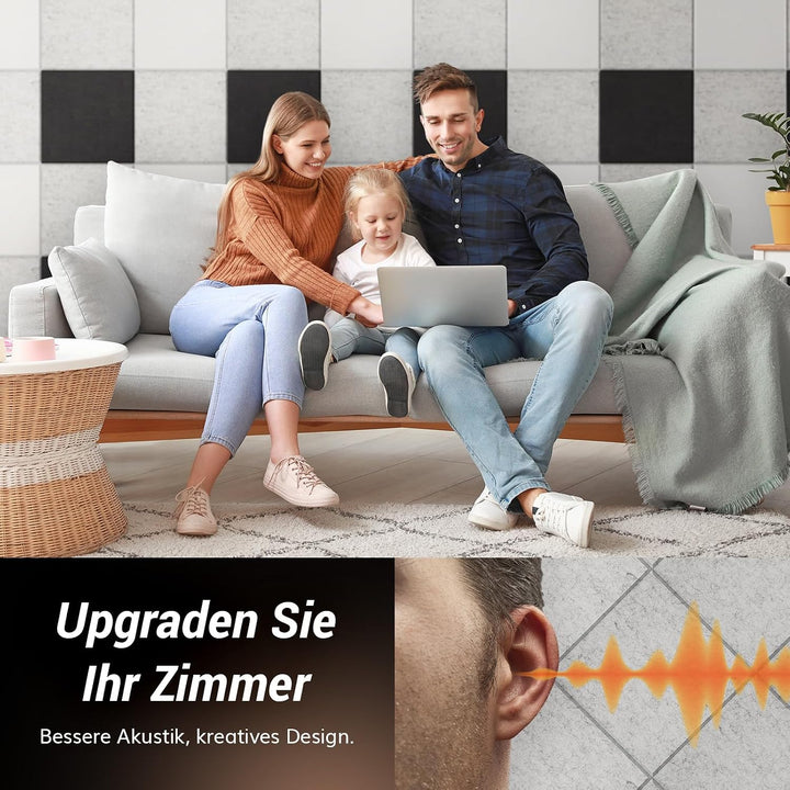 36St. Quadratische Akustikplatten selbstklebend,TONOR Schallabsorber Schallschutz mit Hochdichte Wan