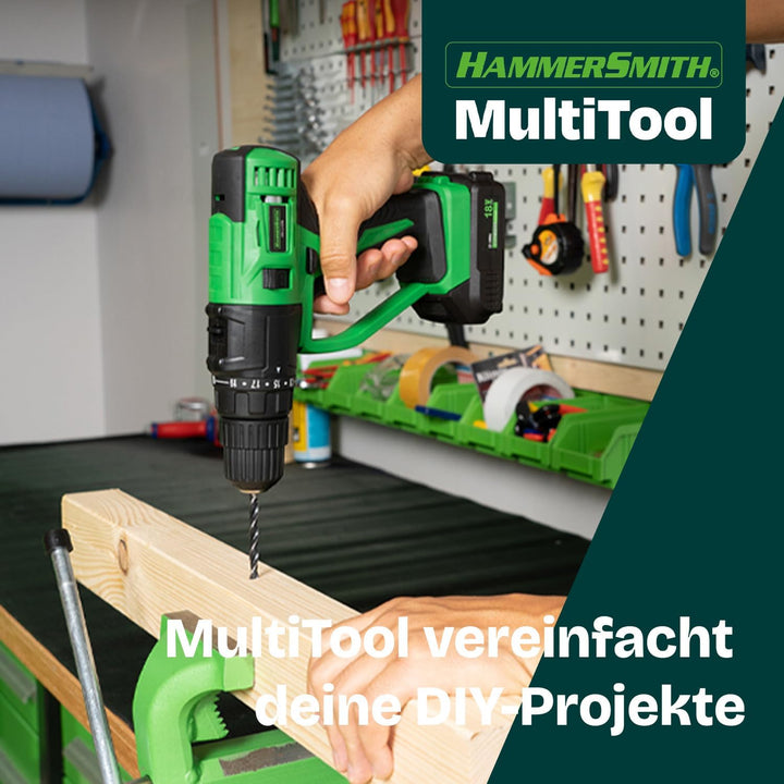 Hammersmith MultiTool - 58tlg Set - Akku Multifunktionswerkzeug - Oszillationswerkzeug - Bohren, Sch