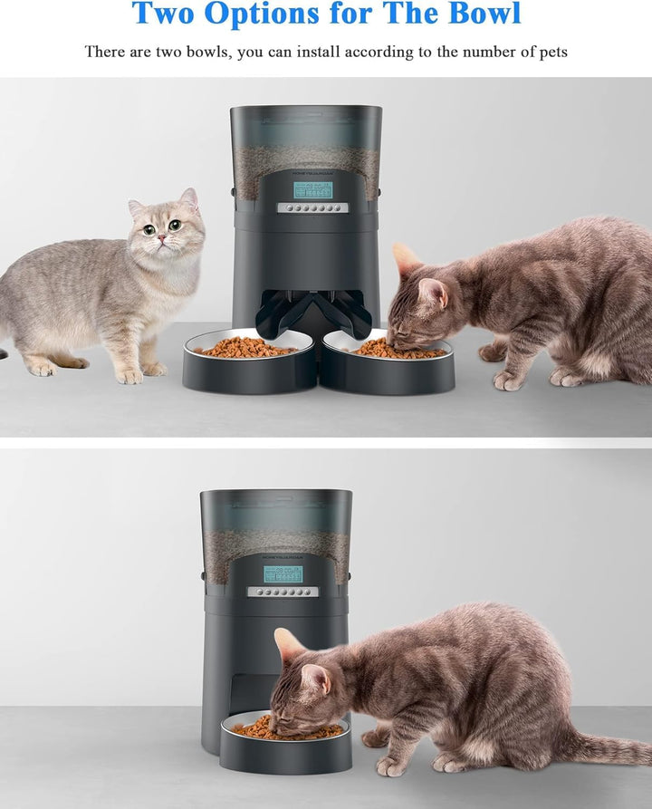 HoneyGuaridan Futterautomat Katze App Gesteuert mit 2 Näpfe, 4.5L Katzen Futterautomaten mit Timer,