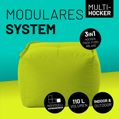 Lumaland Sitzsack-Lounge Modular Pouf | Individuell erweiterbarer & leichter Hocker | Waschbare Sitz