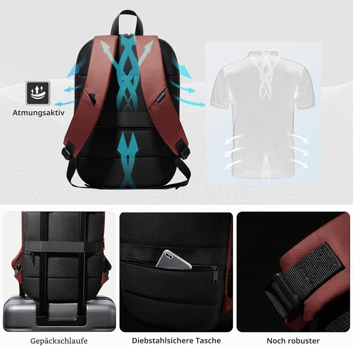 Laptop Rucksack Herren 17 Zoll wasserdichter erweiterbarer Reiserucksack Handgepäck Laptoptasche Tag