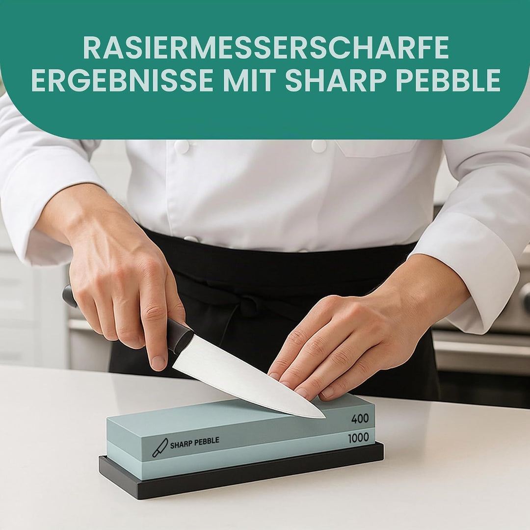 Prämie Wetzstein Messerschärfer 2 Seite Körnung 400/1000 - Wasserstein Schleifstein mit Rutschfeste