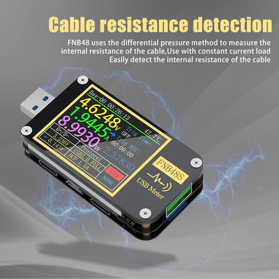 USB Tester USB Spannungsmesser, FNB48 PD Trigger Voltmeter USB 3.0 Spannungs- und Stromtester DC 4-2