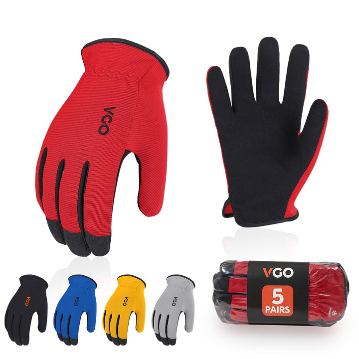 Vgo... 5 Paare Multifunktionale Arbeitshandschuh,Sicherheitshandschuhe,Bauarbeitshandschuhe, Gartenh