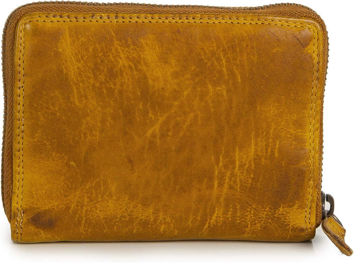 Ven Tomy Geldbörsen - Kleine Geldbörse Brieftasche für Damen und Herren Leder klein Vintage Geldbeut
