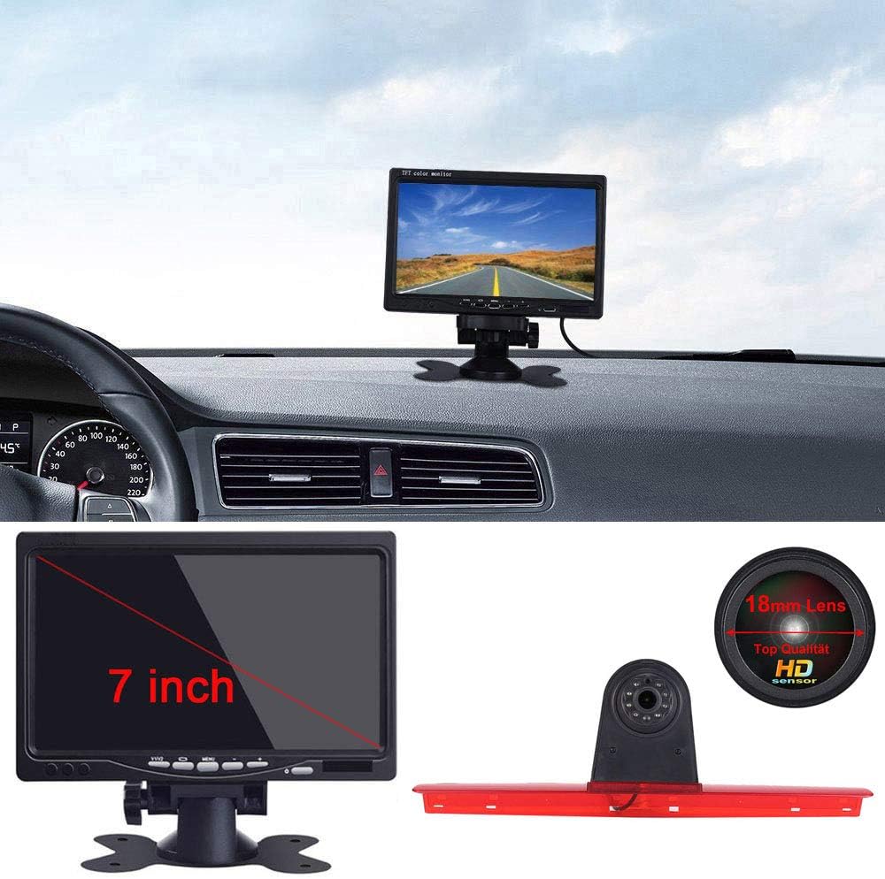 「18mm Linse Top Qualität Rückfahrkamera + 7 Zoll TFT LCD Bildschirm Auto Monitor」Bremsleuchte Auto D