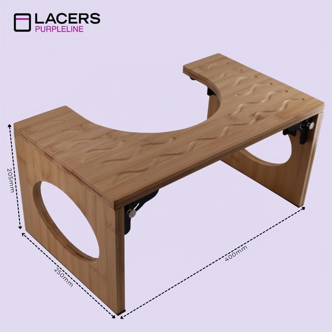 Lacers PurpleLine Toilettenhocker aus Bambus klappbar Ergonomischer WC-Hocker 400x250x205mm platzspa