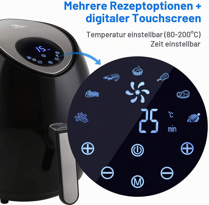 Heissluftfritteuse, Uten 4,5L Fritteuse Airfryer XL Aerofryer mit Digitalem Display, 7 Programms, To