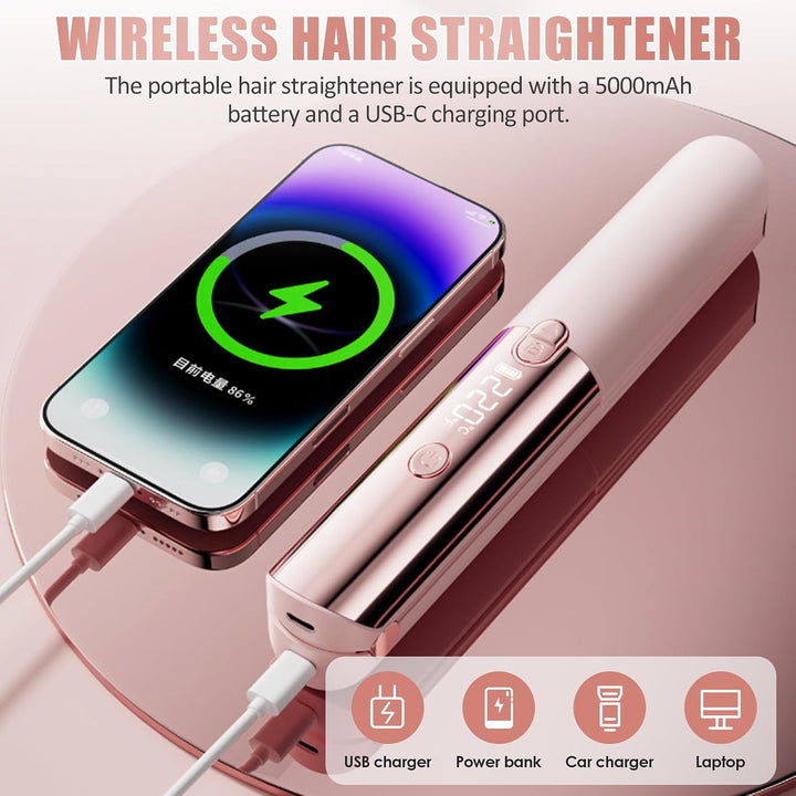 Mini Glätteisen, Air Haarglätter, Ionen Air Glätteisen, Tragbarer Reise-Haarglätter, LCD-Display, 16