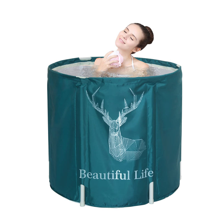 Sinbide Faltbare Badewanne, Erwachsene 70x65cm Round Klappbare Badewanne, Tragbare Badewanne für Spa