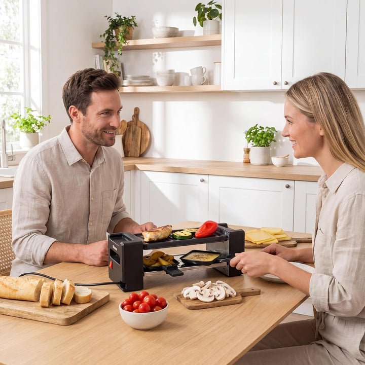 Tristar Raclette-Mini-Grill, 400 W, Für 2 Personen, Kompaktes Design Mit Antihaftoberfläche, Gleichm