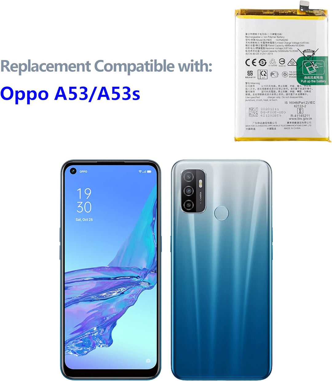 Swark Akku BLP805 Kompatibel mit Oppo A53 CPH2127 CPH2131 Oppo A53s CPH2139 CPH2135 with Tools