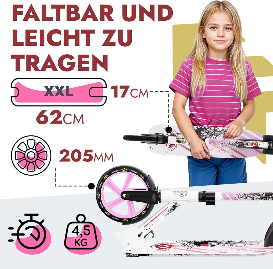 STAR SCOOTER Aluminium Kickscooter Tret City Roller für Jungen, Mädchen ab 6-7 Jahre | Big 205mm Whe