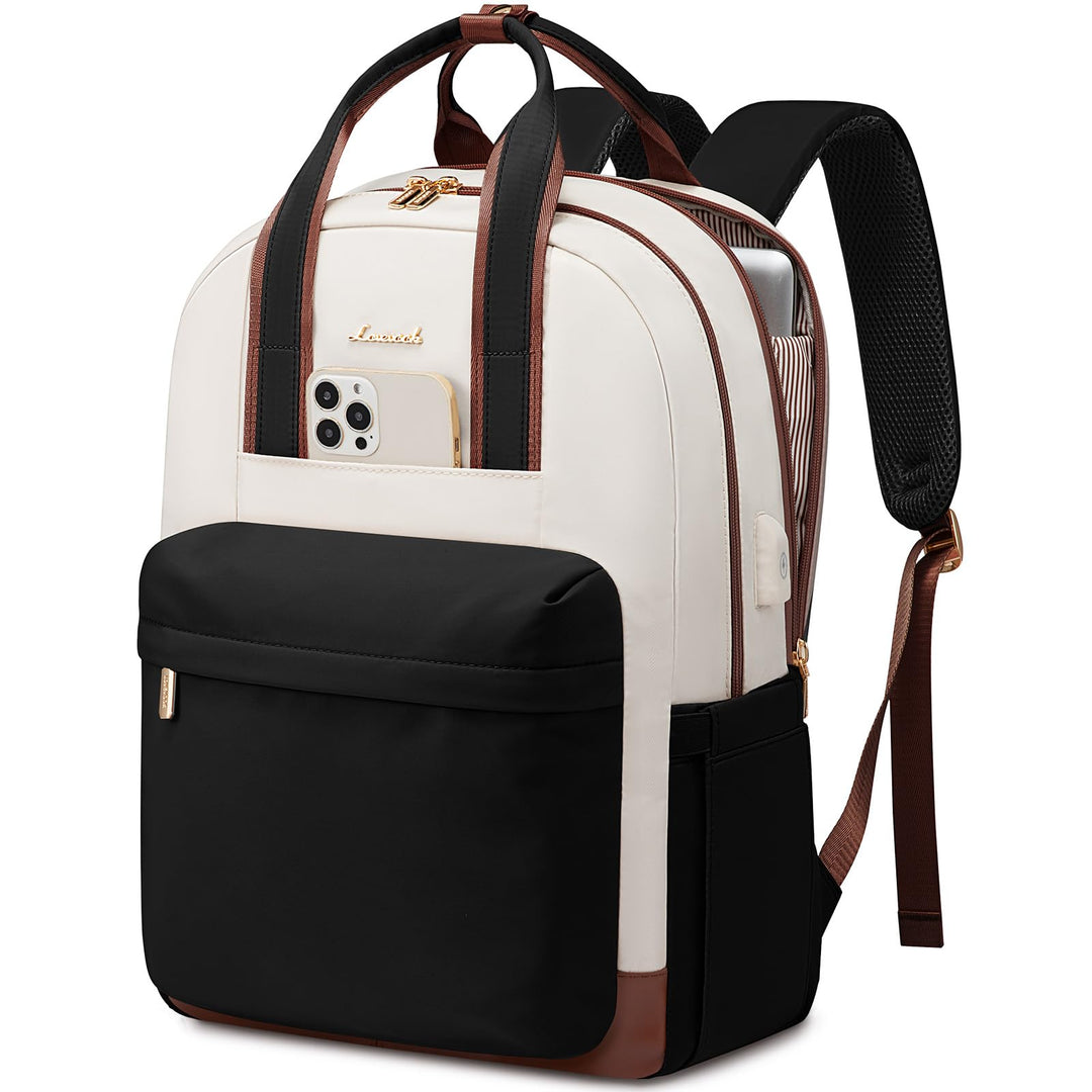 LOVEVOOK Rucksack Damen Gross, 17,3 Zoll Laptop Schultasche Mädchen mit Laptopfach, Wasserdicht Reis