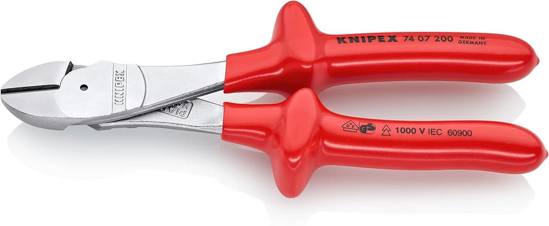 Knipex Kraft-Seitenschneider verchromt, tauchisoliert, VDE-geprüft 200 mm 74 07 200 verchromt 200 mm