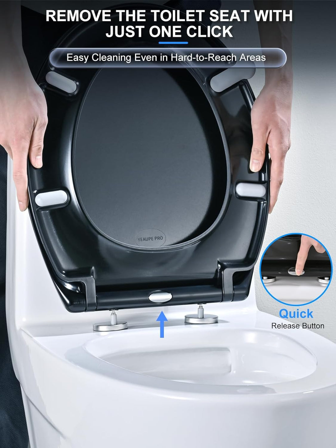 WC Sitz mit Absenkautomatik O-Form, YEAUPE PRO Toilettendeckel mit Puller Lid, Toilettensitz mit Qui