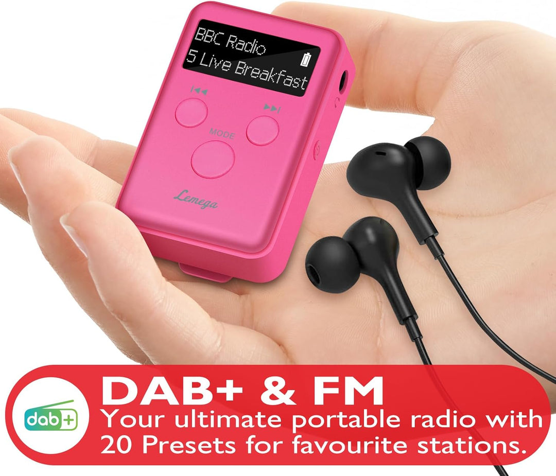 LEMEGA Mini GO Tragbare DAB-Radio für die Hosentasche,Digitales Taschenradio UKW,Radiowecker,Persönl
