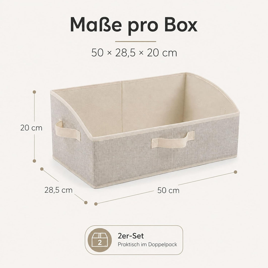 URMONA Aufbewahrungsbox 2 Stück mit Griffen, 28L Faltbare Aufbewahrungskörbe aus Stoff, 50 × 28,5 ×