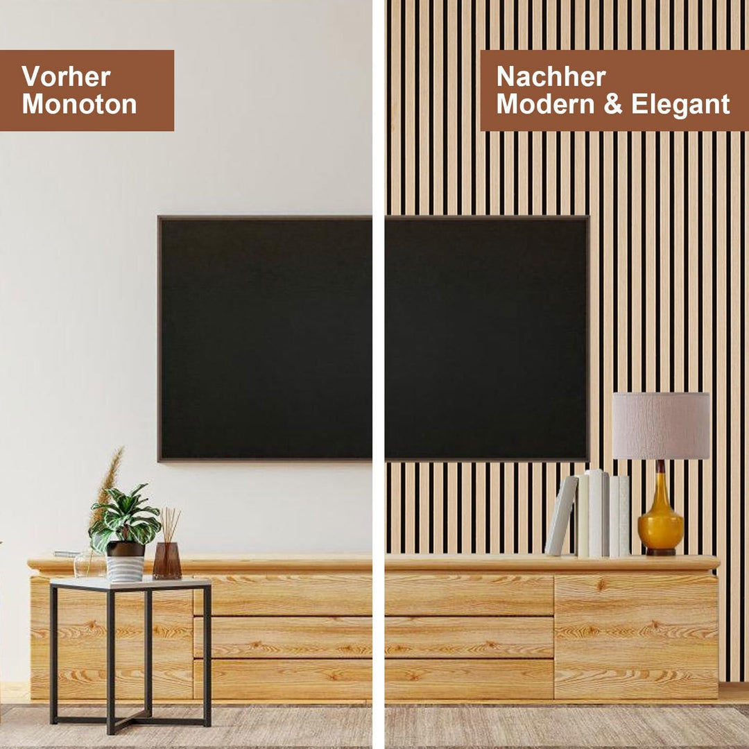 Akustikpaneele Holz 120x60 cm, Schallabsorbierende Wandverkleidung mit Holzfurnier & Filz – Modernes