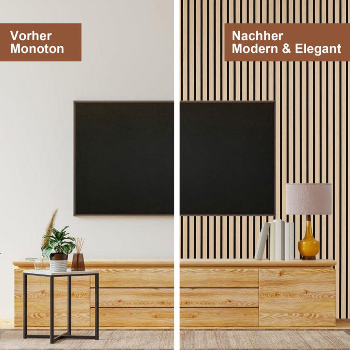 Akustikpaneele Holz 120x60 cm, Schallabsorbierende Wandverkleidung mit Holzfurnier & Filz – Modernes