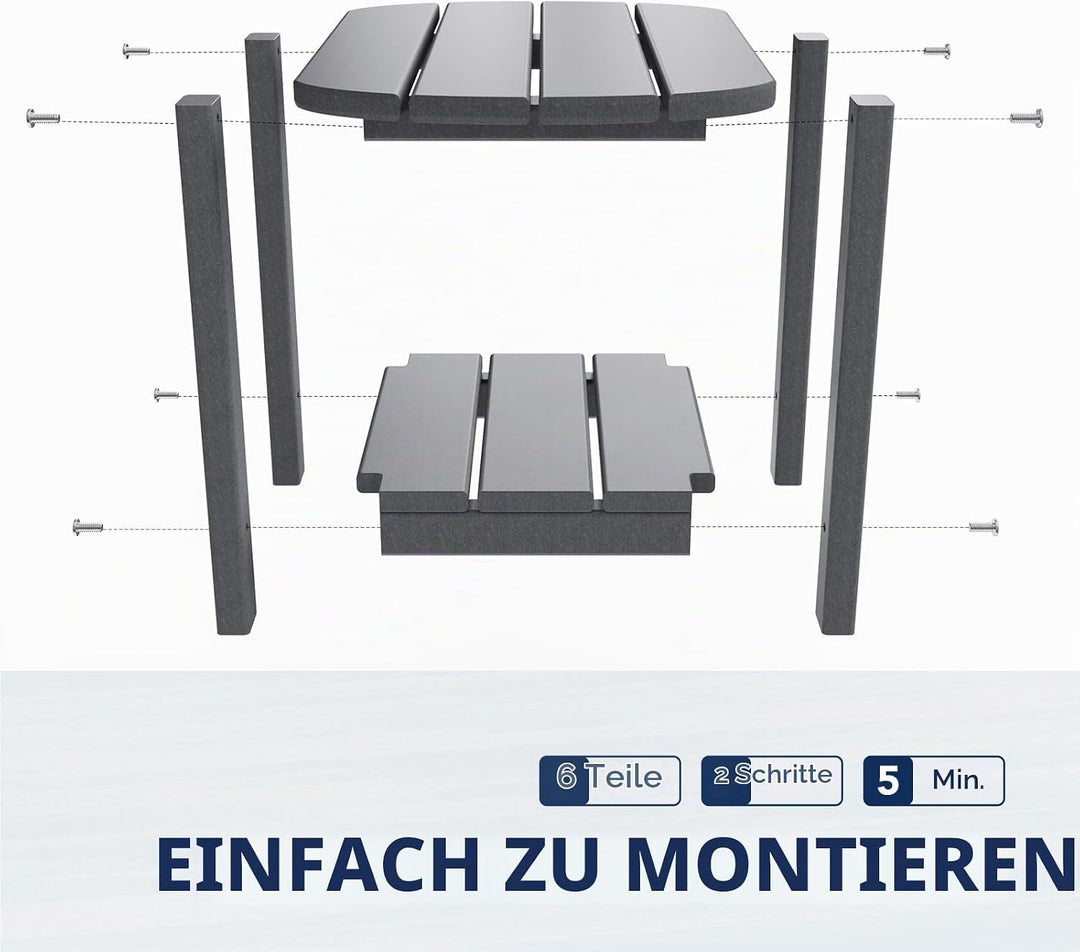 NALONE Adirondack Beistelltisch 16,5" Outdoor-Beistelltisch HDPE Kunststoff Doppelter Adirondack Kle