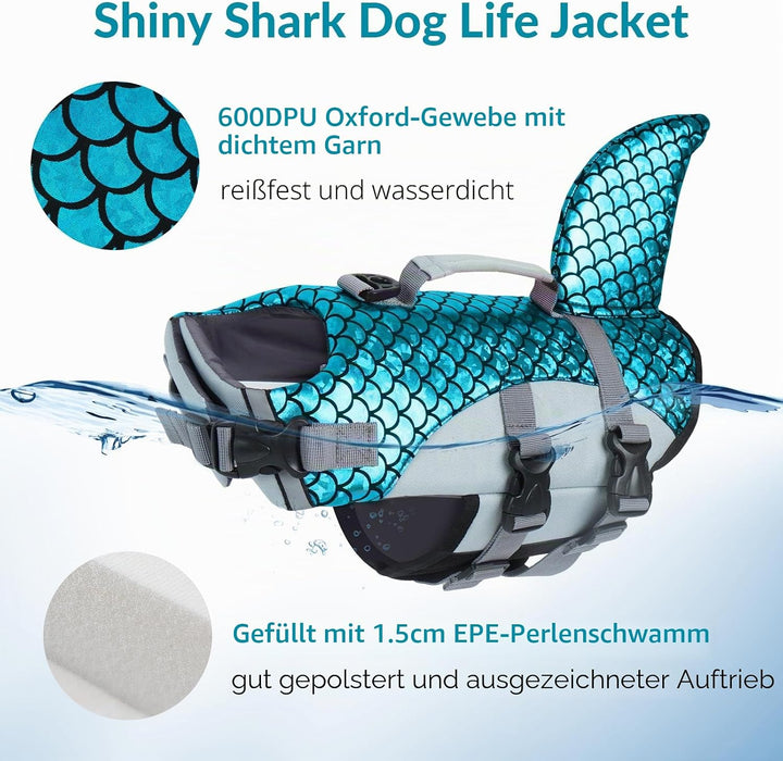 Rettungsweste für Hunde, Hundschwimmweste Verstellbare Sicherheitsjacke für Hundeflotation Hai Siche