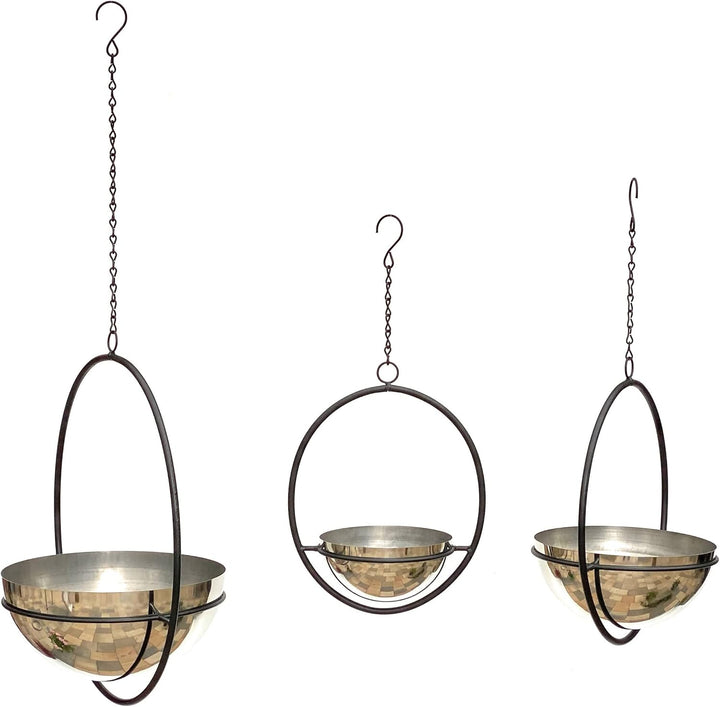 DanDiBo Blumenampel Innen Metall Wand Hängepflanzen 96087 3er Set mit Topf Silber Pflanzenhänger Blu