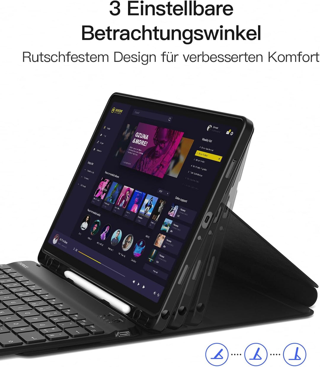 Inateck Hülle Tastatur für Samsung Tablet A9 Plus, Tablet mit Tastatur für Galaxy Tab A9+ 11 Zoll 20