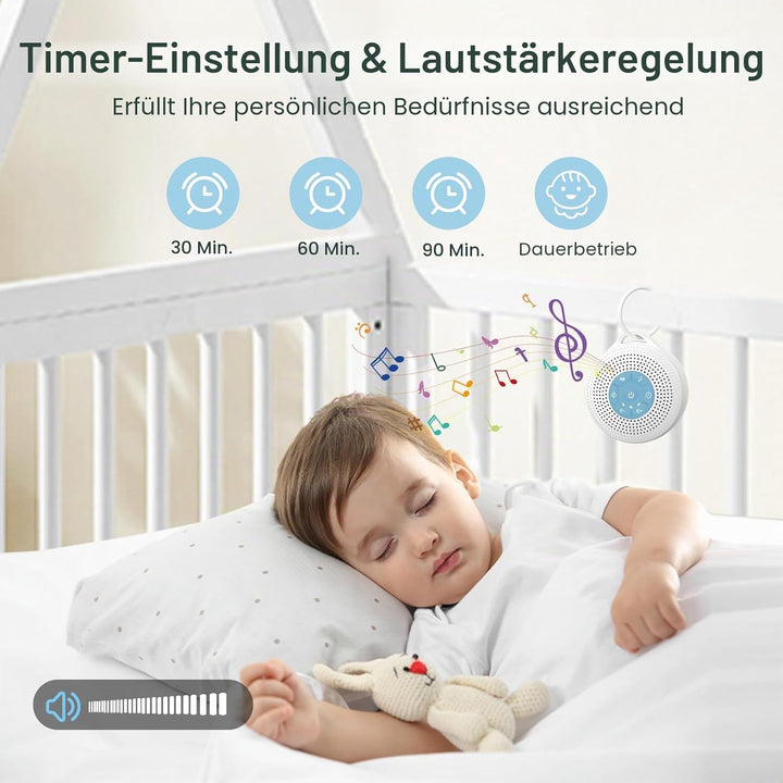 White Noise Machine Baby, Einschlafhilfe Babys mit 2000mAh Akku,Portable Sound Machine for Adults,21