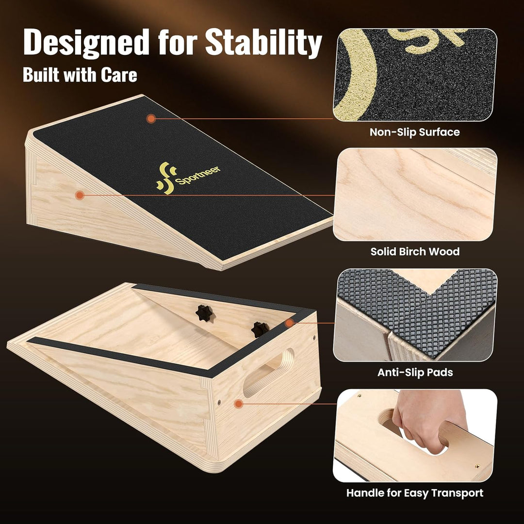 Sportneer Wadendehner Schrägbrett 540 KG – 15° / 20° Slant Board für Knieretter, Squat Wedge, Kraftt