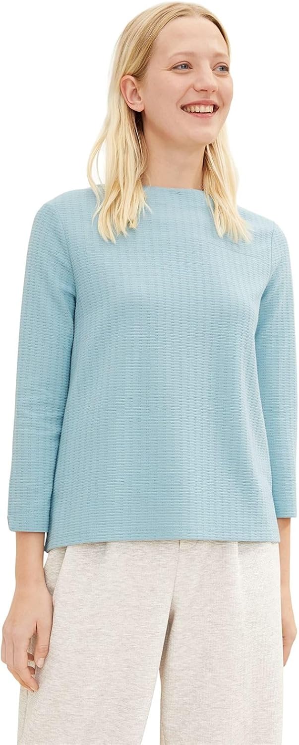 TOM TAILOR Damen Sweatshirt mit Polo-Kragen M 30838 - Tourmaline, M 30838 - Tourmaline