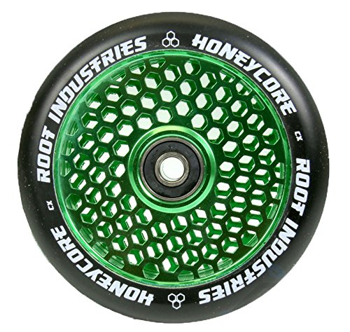 Root Industrie Air Honeycore 110mm Stunt-Scooter Rolle + Fantic26 Sticker (Grün/Pu Schwarz) Grün / P