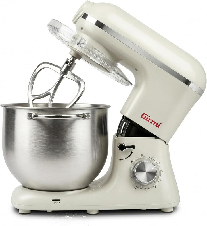Girmi IM50W Knetmaschine, 8 l Behälter aus Edelstahl, mit Griffen, 2200 W (max), 6 Geschwindigkeiten