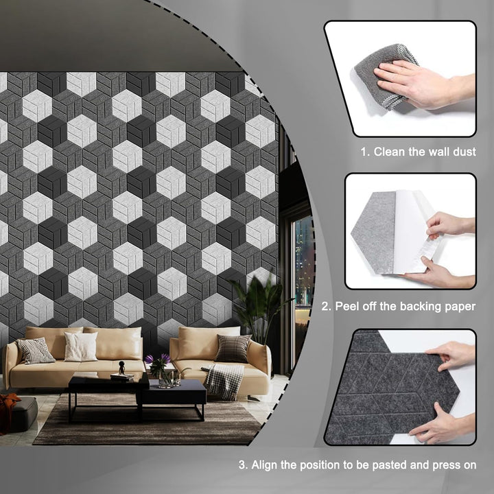 12 Stück Akustikpaneele Hexagon Selbstklebend Akustikplatten Akustikschaumstoff Akustik Panel Wandpa