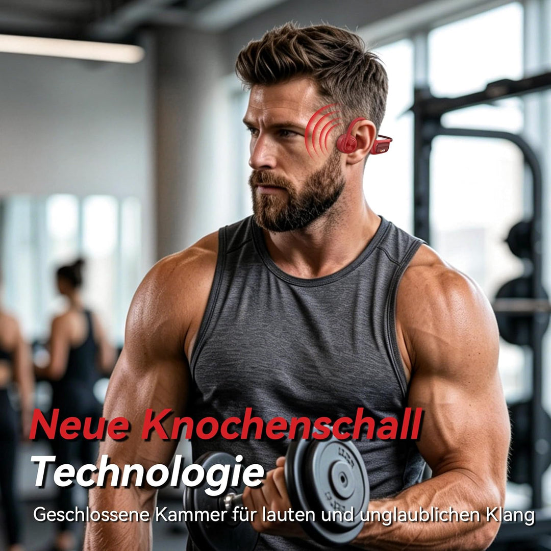 Wantek Knochenschall Kopfhörer Schwimmen IP68 Wasserdicht, Bluetooth 5.3 Open Ear Kopfhörer mit 32GB