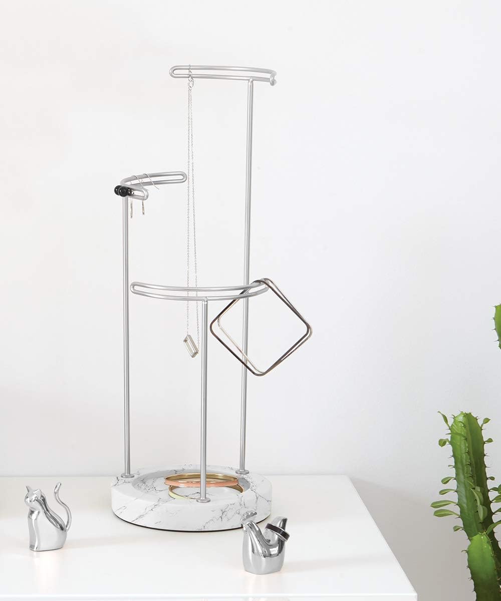 Umbra Tesora Schmuckständer, Metall/Kunstharz, Weiss 42 x 15 x 15 cm Weiss/Nickel, Weiss/Nickel