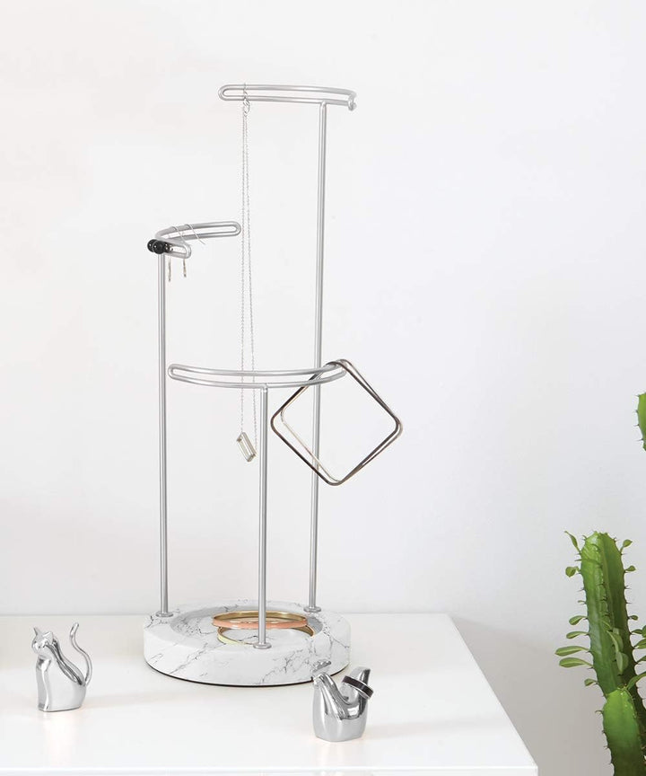 Umbra Tesora Schmuckständer, Metall/Kunstharz, Weiss 42 x 15 x 15 cm Weiss/Nickel, Weiss/Nickel