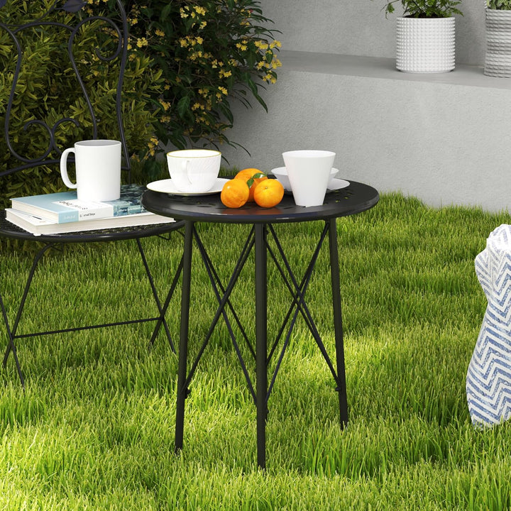 Outsunny Gartentisch Ø40 x 50cm, Wetterfest Balkontisch aus Stahl, Beistelltisch mit Blumendesign Sc